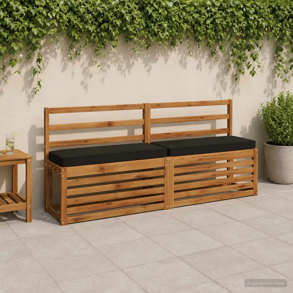 Jastučići za klupe - 2 dijela VUGHT 2 kom. 100% poliester Crna - Crna 80 x 40 x 5 cm Poliester
