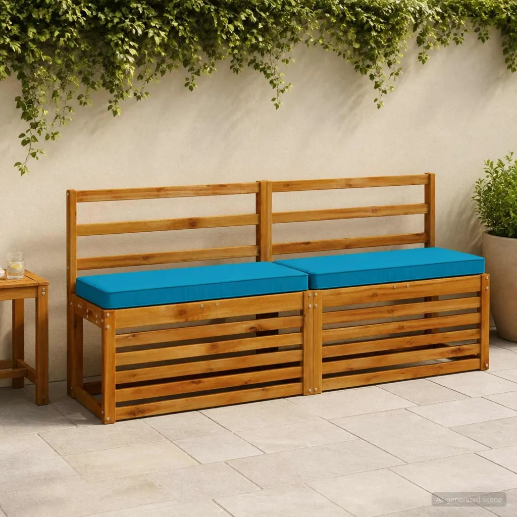 Jastučići za klupe - 2 dijela VUGHT 2 kom. 100% poliester - Svjetloplava 80 x 40 x 5 cm Poliester