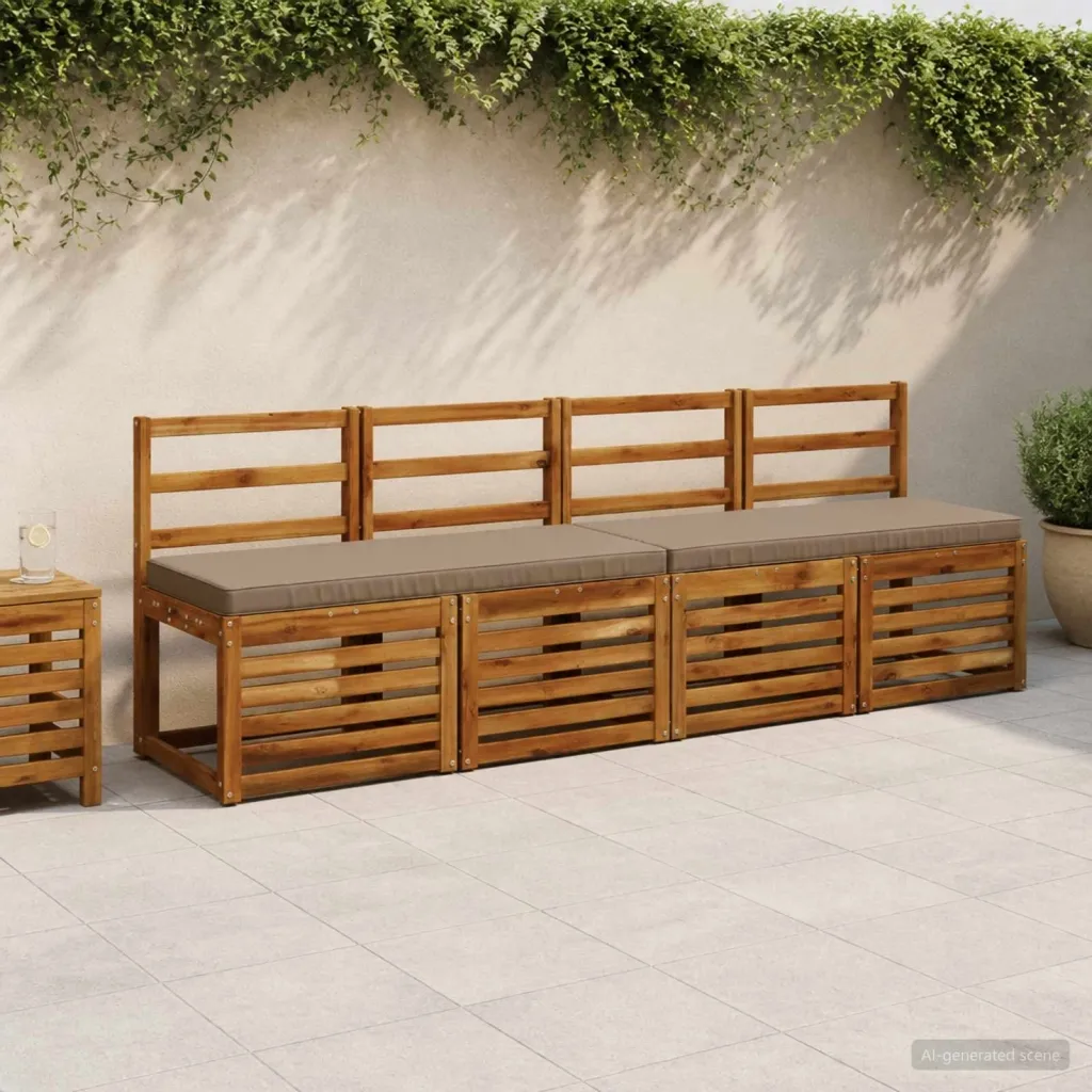 Jastučić za klupu - 1 dio VUGHT 100% poliester Sivosmeđa - Sivosmeđa 120 x 40 x 5 cm Melange