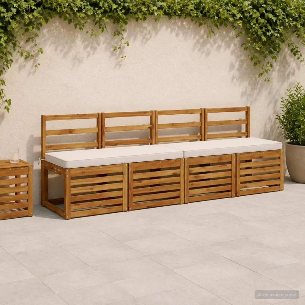 Jastučić za klupu - 1 dio VUGHT 100% poliester Bijela - Bijela 120 x 40 x 5 cm Melange