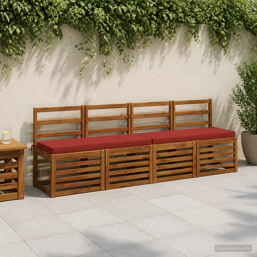 Jastučić za klupu - 1 dio VUGHT 100% poliester Crvena - Crvena 120 x 40 x 5 cm Melange