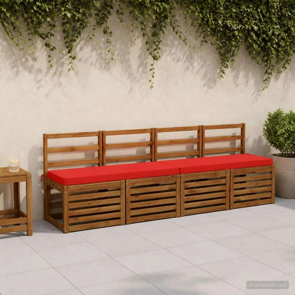 Jastučić za klupu - 1 dio VUGHT 100% poliester Crvena - Crvena 120 x 40 x 5 cm Poliester