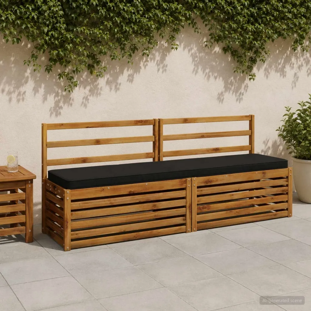 Jastučić za klupu - 1 dio VUGHT 100% poliester Crna - Crna 180 x 40 x 5 cm Melange