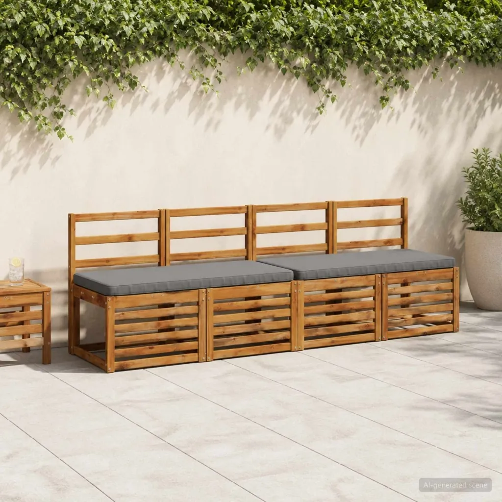 Jastučić za klupu - 1 dio VUGHT 100% poliester Siva - Siva 100 x 50 x 5 cm Melange