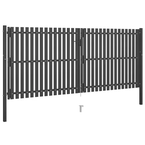 Dvorišna vrata - Vrtna vrata za ogradu od čelika 400x150 cm antracit boje - 400 x 150 cm Cijena