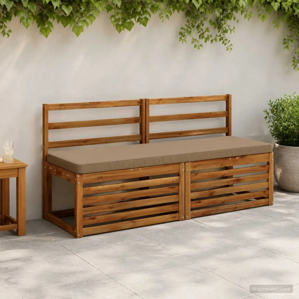 Jastučić za klupu - 1 dio VUGHT 100% poliester Sivosmeđa - Sivosmeđa 140 x 50 cm Poliester
