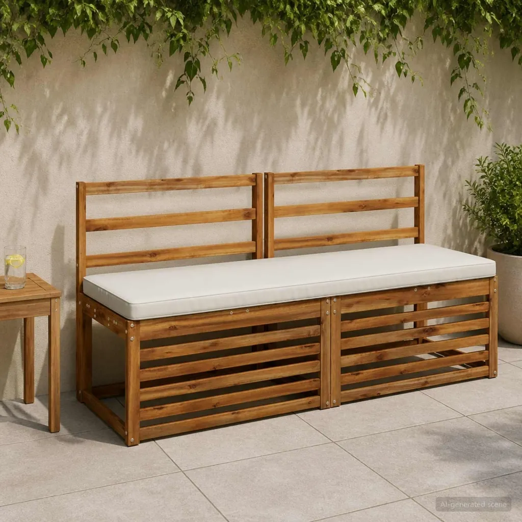 Jastučić za klupu - 1 dio VUGHT 100% poliester Bijela - Bijela 150 x 50 cm Melange