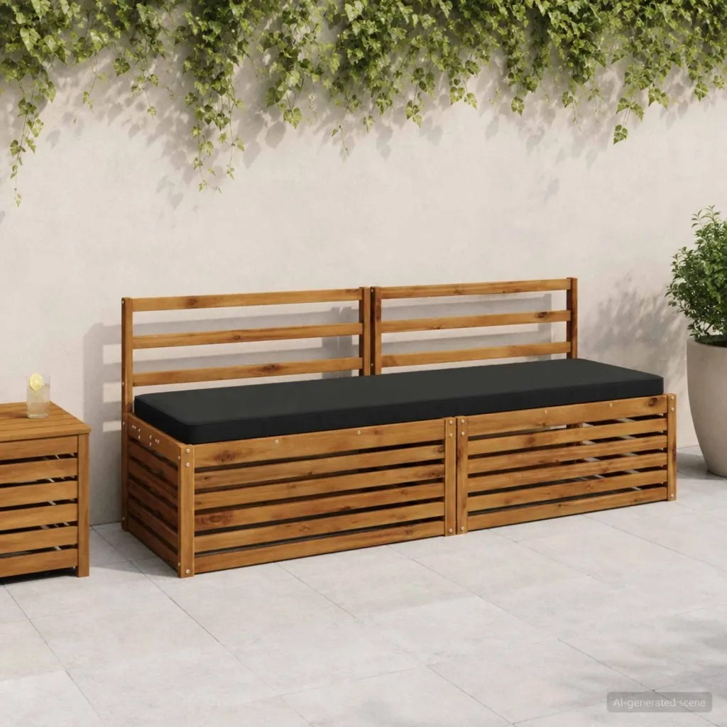 Jastučić za klupu - 1 dio VUGHT 100% poliester Crna - Crna 200 x 50 cm Poliester