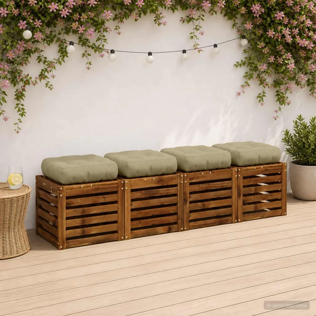 Jastučići za sjedalo od 4 dijela VIANEN 4 kom. 100% poliester - Svijetlo zelena 40 x 40 x 12 cm 4
