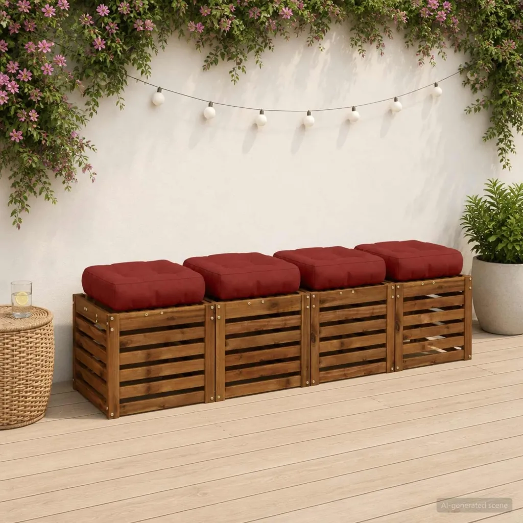 Jastučići za sjedalo od 4 dijela VIANEN 4 kom. 100% poliester - Crvena 40 x 40 x 12 cm 4