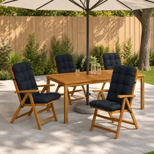 Jastučići za stolice s visokim naslonom - 4 komada VIANEN - Tamno plava 120 x 50 x 8 cm 4 Cijena