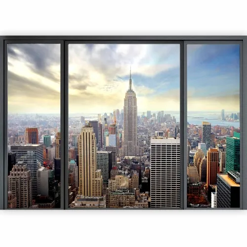 Foto tapeta - City behind glass 100x70 Vodootporna Cijena