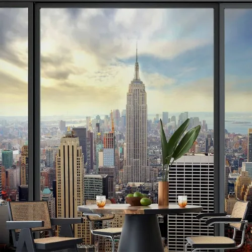 Foto tapeta - City behind glass 100x70 Vodootporna Cijena