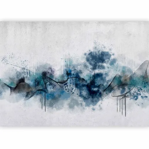 Foto tapeta - Abstract wave - minimalist composition with blue pattern 245x175 Samoljepljiva Cijena