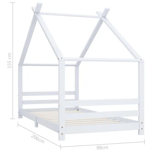 Okvir za dječji krevet od masivne borovine bijeli 90 x 200 cm - Bijela 90 x 200 cm Cijena