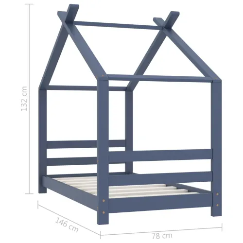 Okvir za dječji krevet od masivne borovine sivi 70 x 140 cm - Siva 70 x 140 cm Cijena