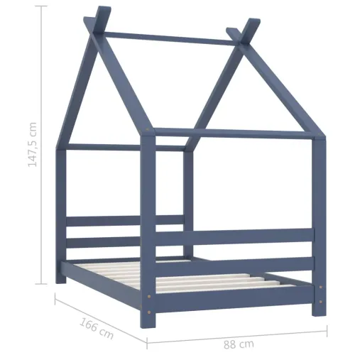 Okvir za dječji krevet od masivne borovine sivi 80 x 160 cm - Siva 80 x 160 cm Cijena