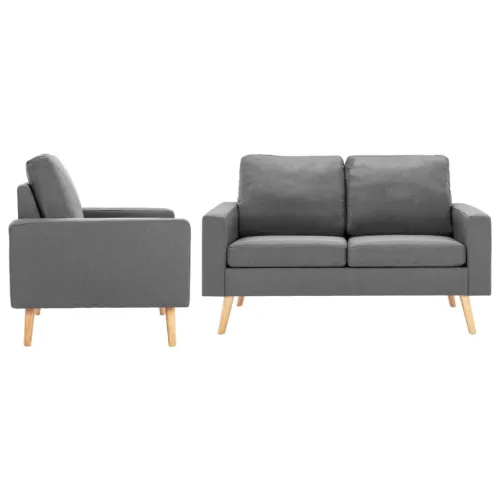 2-dijelni set sofa od tkanine svjetlosivi - Svjetlosiva Fotelja + dvosjed Cijena