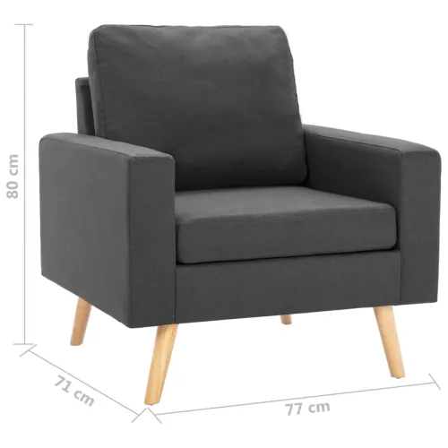 2-dijelni set sofa od tkanine tamnosivi - Tamno siva Fotelja + dvosjed Cijena