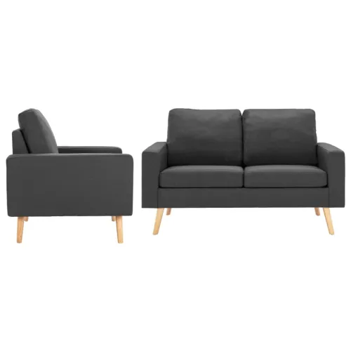 2-dijelni set sofa od tkanine tamnosivi - Tamno siva Fotelja + dvosjed Cijena