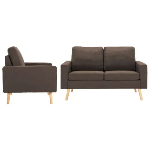 2-dijelni set sofa od tkanine smeđi - Smeđa Fotelja + dvosjed Cijena