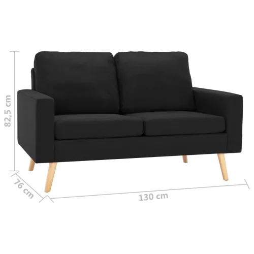 2-dijelni set sofa od tkanine crni - Crna Fotelja + dvosjed Cijena