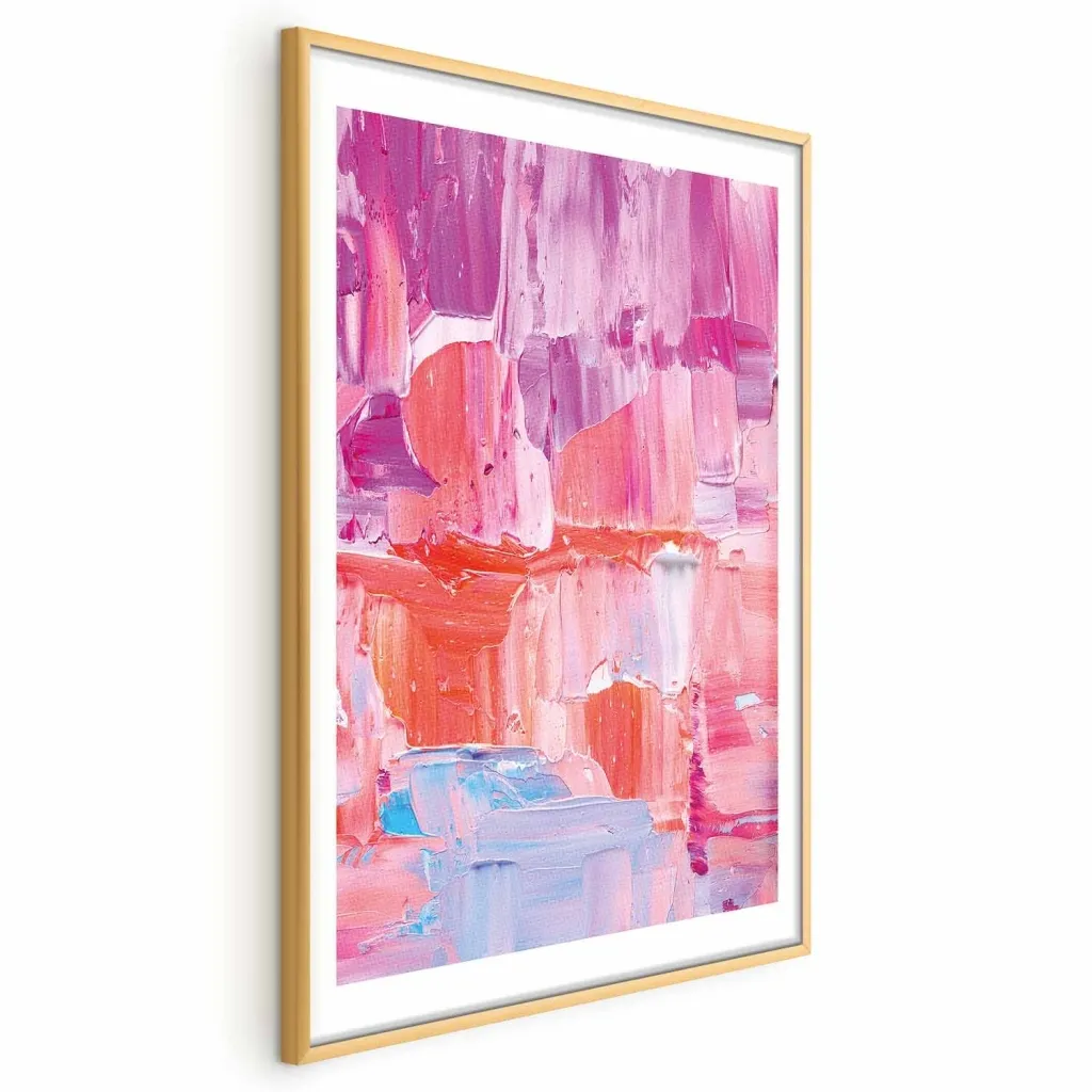 Plakat - Colorful Strokes - intense shades of pink and purple on canvas 30x21 Bez okvira s margom