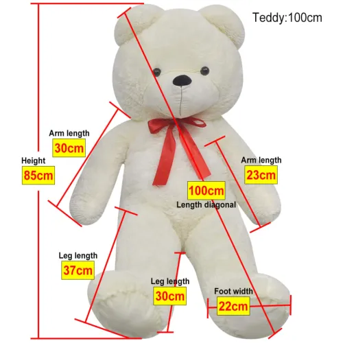 XXL mekani plišani medvjedić bijeli 85 cm  - Bijela 100 cm Cijena