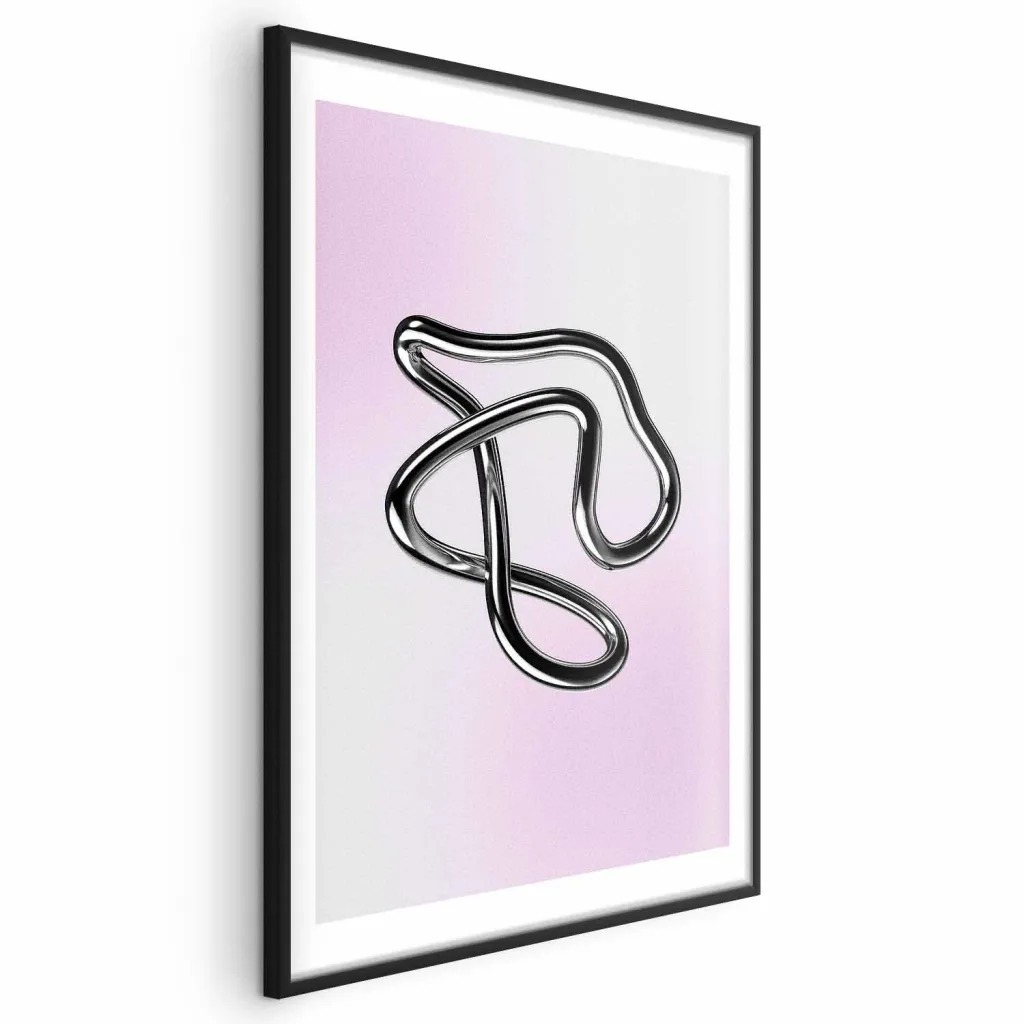 Plakat - Silver Intricacies - fluid metallic figure on a gradient background 21x30 Bez okvira s margom