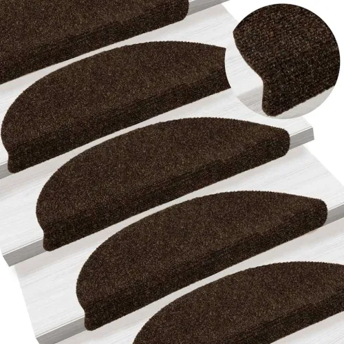 Prostirke za stepenice, samoljepljive, 15 kom, 56x17x3 cm, smeđe, poluokrugle - Smeđa 56 x 17 x 3 cm 15 Cijena