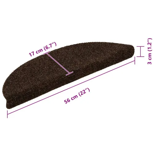 Prostirke za stepenice, samoljepljive, 15 kom, 56x17x3 cm, smeđe, poluokrugle - Smeđa 56 x 17 x 3 cm 15 Cijena