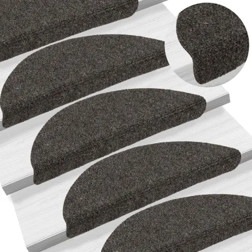 Prostirke za stepenice, samoljepljive, 15 kom 56x17x3 cm, antracit, poluokrugle - Antracit 56 x 17 x 3 cm 15 Cijena