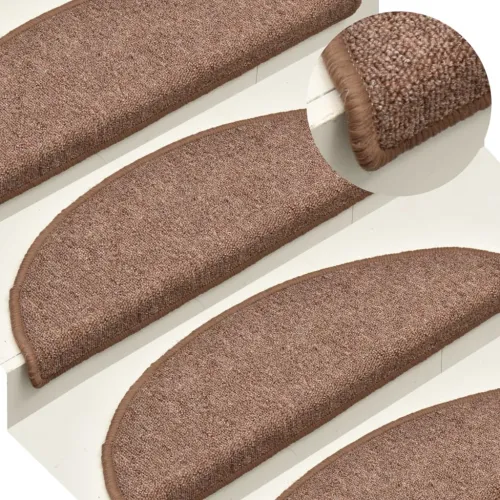 Prostirke za stepenice 15 kom 56x17x3 cm smeđe poluokrugle - Smeđa 56 x 17 x 3 cm 15 Cijena