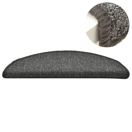 Prostirke za stepenice 15 kom 56x17x3 cm sive i crne poluokrugle - Siva i crna 56 x 17 x 3 cm 15 Cijena