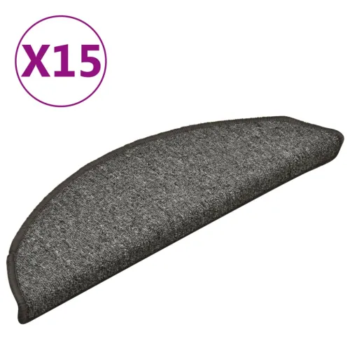 Prostirke za stepenice 15 kom 56x17x3 cm sive i crne poluokrugle - Siva i crna 56 x 17 x 3 cm 15 Cijena