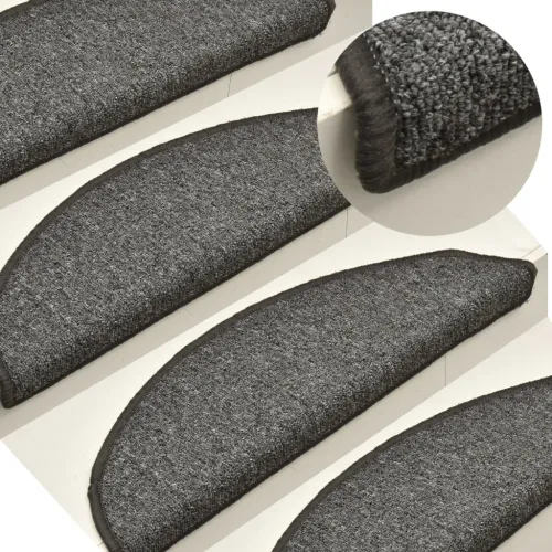 Prostirke za stepenice 15 kom 56x17x3 cm sive i crne poluokrugle - Siva i crna 56 x 17 x 3 cm 15 Cijena