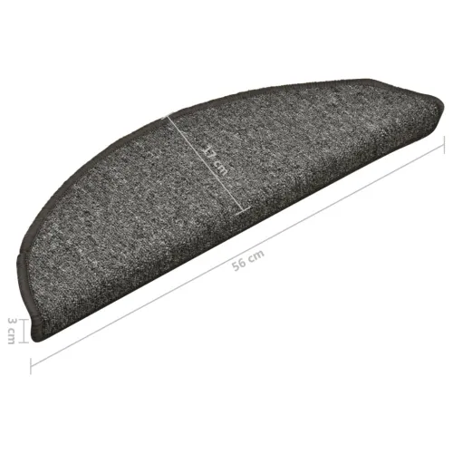 Prostirke za stepenice 15 kom 56x17x3 cm sive i crne poluokrugle - Siva i crna 56 x 17 x 3 cm 15 Cijena