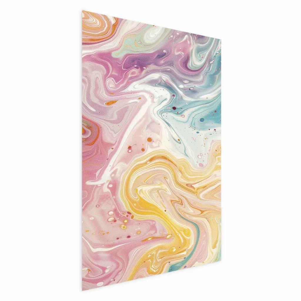 Plakat - Colorful Chaos - dynamic shapes in shades of pink yellow and blue 21x30 Bez okvira