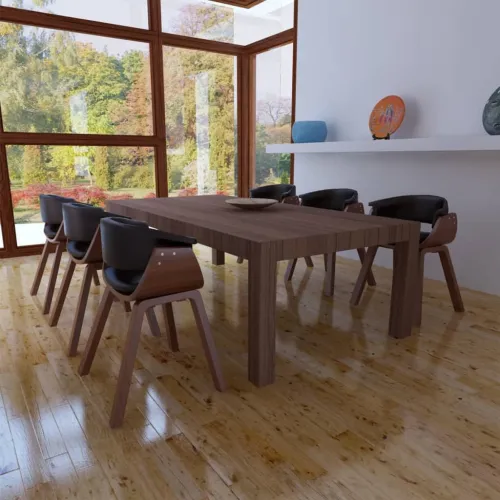 Blagovaonske stolice 6 kom od zaobljenog drva i umjetne kože - Black and dark brown 6 Cijena