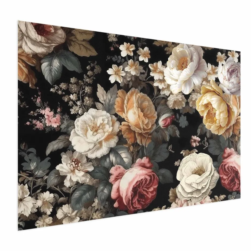 Plakat - Colorful Flowers on a Black Background 30x21 Bez okvira