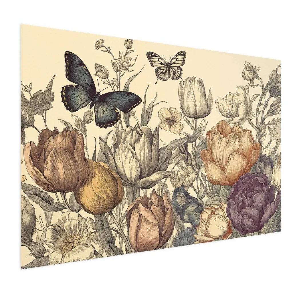 Plakat - Colorful Tulips on a Cream Background 30x21 Bez okvira