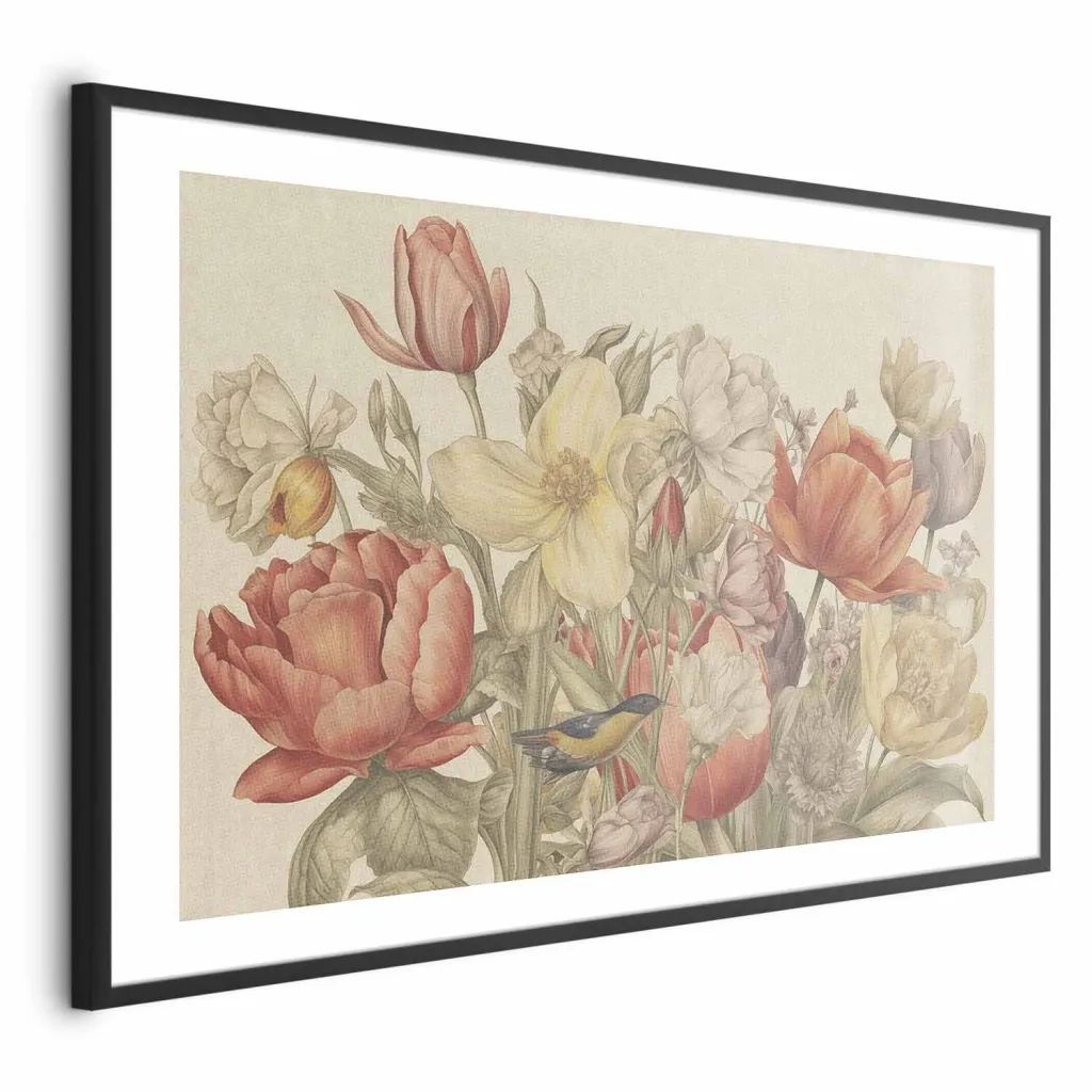Plakat - Flower Bouquet on a Cream Background 30x21 Bez okvira s margom