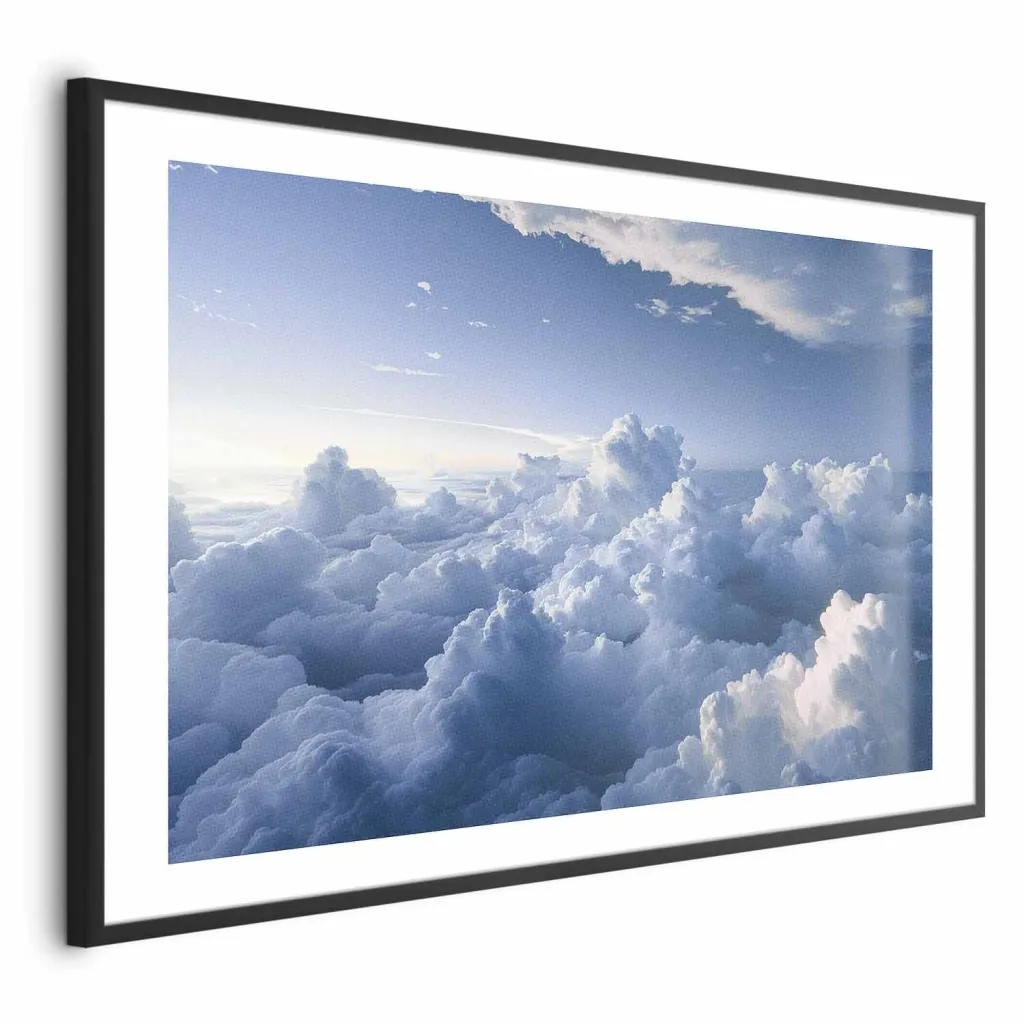 Plakat - Aerial Landscapes: Sunbeams Illuminating Puffy Cloud Formations 30x21 Bez okvira s margom