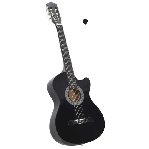 Klasična gitara Western s prorezom i 6 žica crna 38 - Crna Cijena