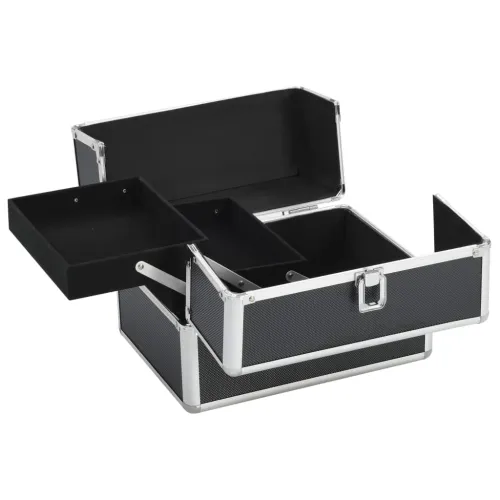 Kovčeg za šminku 22 x 30 x 21 cm crni aluminijski - Crna 1 Crna Cijena