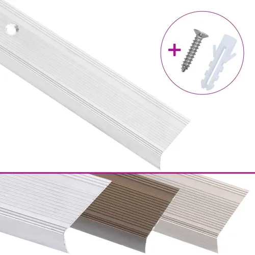 Rubnjaci za stepenice L-oblik 15 kom aluminijski 90 cm srebrni - Srebrno 90 cm (15 pcs) Vijci Cijena