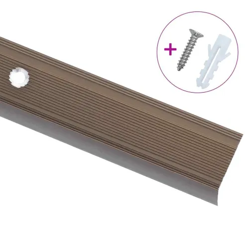 Rubnjaci za stepenice L-oblika 15 kom aluminijski 90 cm smeđi - Smeđa 90 cm (15 pcs) Vijci Cijena
