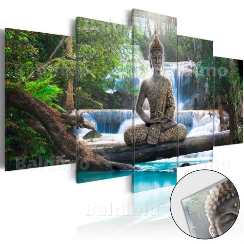 Slika na akrilnom staklu - Buddha and Waterfall 200x100 Cijena
