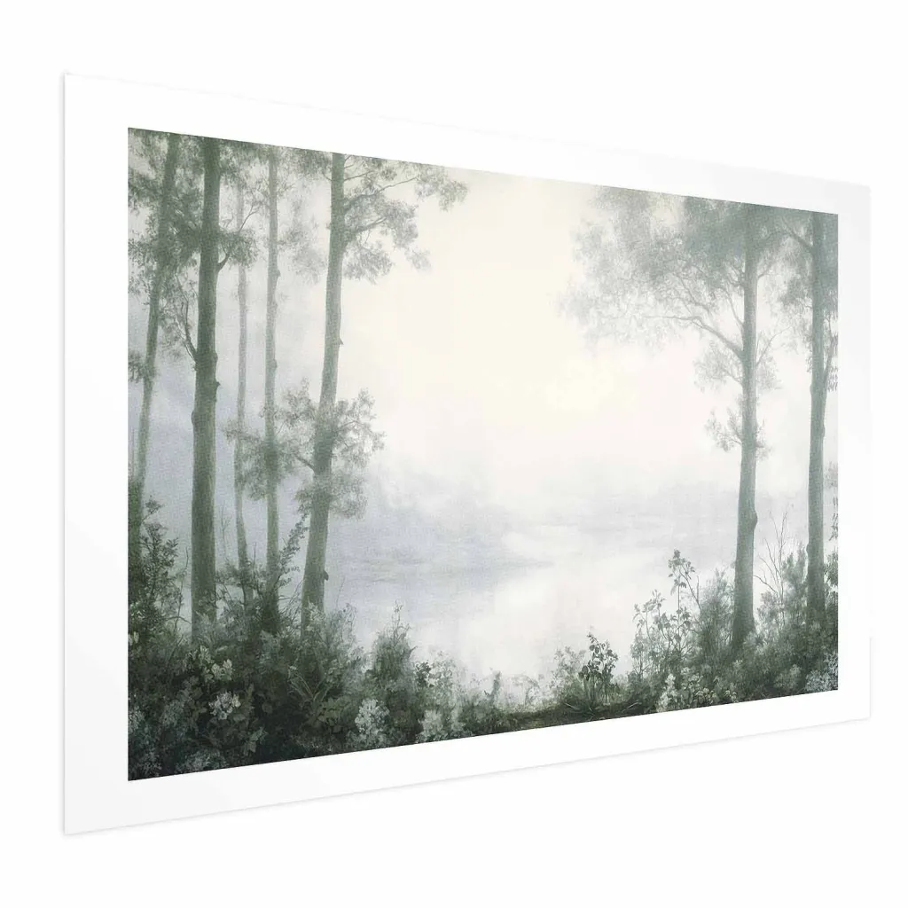Plakat - Forest and Pond in Patinated Green 30x21 Bez okvira s margom
