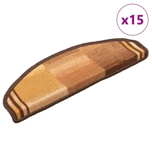 Ljepljivi tepisi za stepenice 15 kom smeđi 65 x 21 x 4 cm - Smeđa 15 Polukružno Cijena